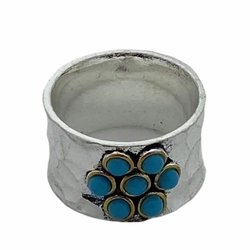 Sterling Sliver Ring 925 Flower Two Tone